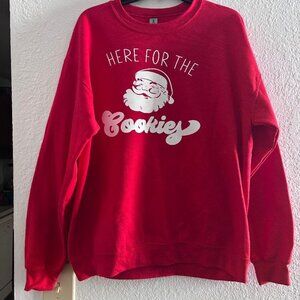 Santa Claus Christmas Cookies Red Sweatshirt Size Large